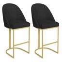 Ver imagem 1 de Kit 02 Banquetas Altas Bela Suede Base Metálica Industrial Dourado - Pallazio Cor:Preto
