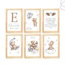 Ver imagem 1 de Kit 6 Quadros Decoração Quarto Infantil Ursinho Aquarela:pinus