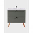 Ver imagem 5 de Gabinete para Banheiro com Cuba e Espelho Organico 80cm Retro Mdf Verde Milano - On Móveis