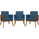 Ver imagem 1 de Kit 3 Poltronas Decorativas para Sala Lis Corino e Suede Cores Pé Palito
