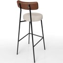 Ver imagem 7 de Banqueta Alta Bar Cozinha Sala De Jantar Em Aço Milão L02 Couríssimo Marrom Linho Cru - Lyam Decor