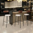 Ver imagem 2 de Banqueta Alta Bar Cozinha Sala De Jantar Em Aço Milão L02 Couríssimo Marrom Linho Cru - Lyam Decor