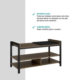 Sapateira com Banco Marrom e Tubos Pretos Carraro - 3 Sapateira com Banco Marrom e Tubos Pretos Carraro - 3