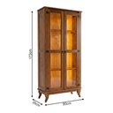 Ver imagem 4 de Cristaleira 2 Portas em Madeira com Vidro e Led Estilo Colonial Alta e Elegante para Sala - Castanho