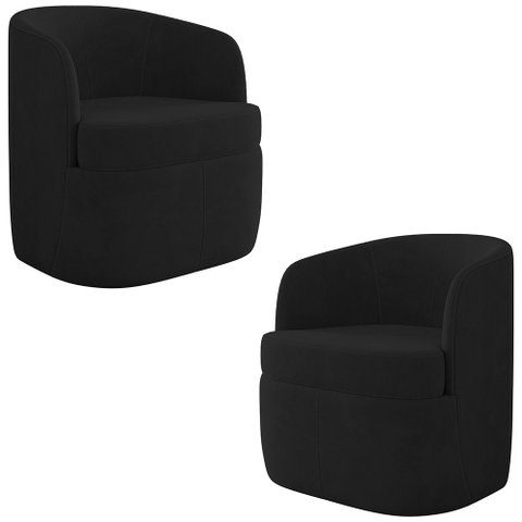 Kit 2 Poltronas Giratória Decorativa para Sala Dandara K04 Veludo Preto - Mpozenato