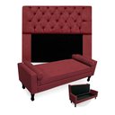 Ver imagem 1 de Kit Cabeceira Mirage + Calçadeira Baú Felix Queen Size 160cm Suede - Ecotec Decor:Vinho