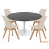 Jogo de Mesa de Jantar Saarinen Redonda Branca 1,24m e 4 Cadeiras Dozza - Granito Preto São Gabriel  - 3