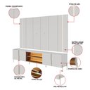 Ver imagem 4 de Painel TV até 75" Chanfrado Bancada 4 Portas 243cm com LED Jasmine C04 - D'Rossi