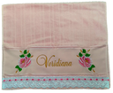 Ver imagem 2 de Toalha Banho Bordada Personalizada Duas Lindas Rosas. Cor: Rosa Dohler Artesanalle