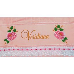 Toalha Banho Bordada Personalizada Duas Lindas Rosas. Cor: Rosa Dohler Artesanalle - 3