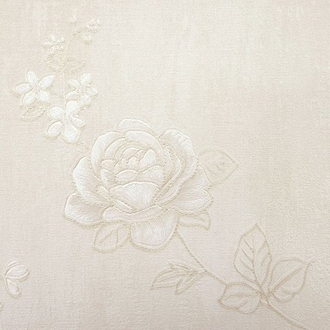Papel de Parede Floral Bege com Cola Inclusa