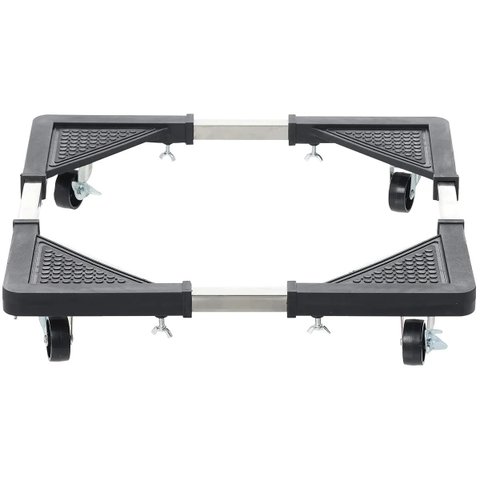 Suporte com Rodinhas Ajustavel Kit 2 Uni Fogao Geladeira Maquina de Lavar Eletrodomestico Base Antid