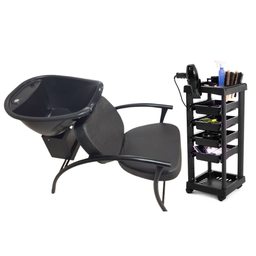 Kit Lavatório Salão Cabelo Cuba C/acento + Carrinho Auxiliar - 1 Kit Lavatório Salão Cabelo Cuba C/acento + Carrinho Auxiliar - 1