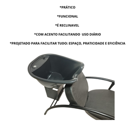 Kit Lavatório Salão Cabelo Cuba C/acento + Carrinho Auxiliar - 6 Kit Lavatório Salão Cabelo Cuba C/acento + Carrinho Auxiliar - 6