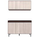 Ver imagem 1 de Aéreo 3 Portas Tesser + Gabinete Balcão Keila 3 Portas para Cozinha Castanho-Avelã - Bela Móveis