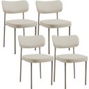 Ver imagem 1 de Kit 04 Cadeiras Decorativa Estofada para Sala de Jantar Melina Base Arena L02 Linho Champagne - Lyam