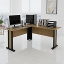 Ver imagem 2 de Mesa de Canto Escritório 160x160cm Tampo 25mm Me4195 Amêndoa/preto