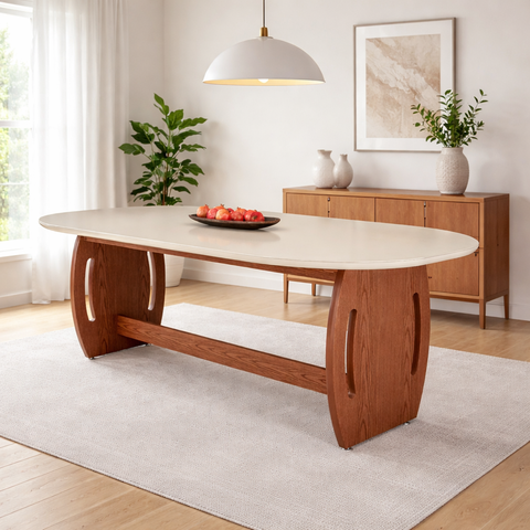 Mesa Oval 185cm P/ Sala de Jantar 8 Lugares Vidro Temperado