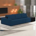 Ver imagem 2 de Sofá Ilha Modular para Sala 342cm com Puff Dublin K01 Veludo Azul Marinho e Sintético Preto - Lyam D