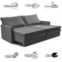 Ver imagem 4 de Sofá sem Caixa Retrátil Baú 1,60m Cama Inbox Marselha Suede Velusoft Cinza