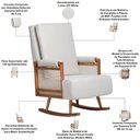 Ver imagem 4 de Poltrona de Amamentação com Balanço Base Milka Líria D02 Linho Off White B-410 - Lyam Decor