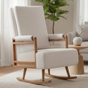 Ver imagem 2 de Poltrona de Amamentação com Balanço Base Milka Líria D02 Linho Off White B-410 - Lyam Decor