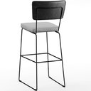 Ver mais imagens de Kit 05 Banquetas Altas Sala Jantar Fixa Allana L02 Couríssimo Preto Linho Cinza - Lyam Decor