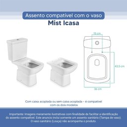 Tampa Vaso Sanitário Poliester Acrilico El Misti Branco para Bacia Icasa - 3 Tampa Vaso Sanitário Poliester Acrilico El Misti Branco para Bacia Icasa - 3