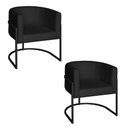 Ver imagem 1 de Poltrona Base Industrial Preto Kit 2 Lety Veludo Preto S05 - D'Rossi