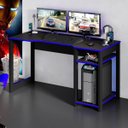 Ver imagem 1 de Mesa para Computador Gamer Espaço para 2 Monitores e Cpu Preto/azul
