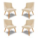 Ver imagem 1 de Kit 4 Cadeiras Decorativas Sala de Jantar Pés Palito de Madeira Firenze Suede Bege/Natural G19 - Gra