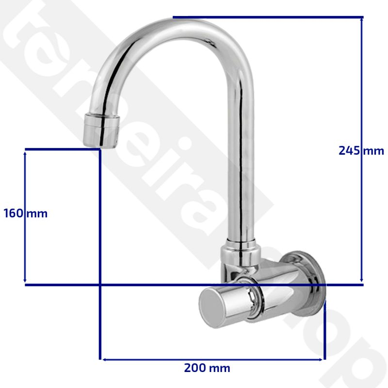 Torneira Automática Temporizada de Parede Banheiro Lavatório Metal Bica Móvel Padrão Rosca 1/2" - 3