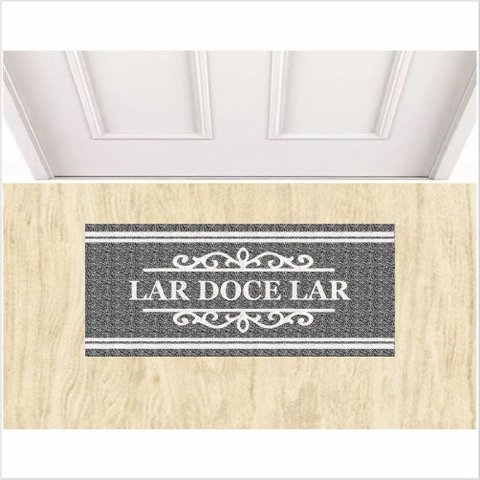 TAPETE LAR DOCE LAR MEDIDA PORTA FUNDO CINZA