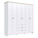 Ver imagem 1 de Guarda-roupa Casal Americano 6 Portas 3 Gavetas Branco/ipê - Decibal