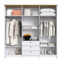 Ver imagem 3 de Guarda-roupa Casal Americano 6 Portas 3 Gavetas Branco/ipê - Decibal