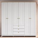 Ver imagem 2 de Guarda-roupa Casal Americano 6 Portas 3 Gavetas Branco/ipê - Decibal