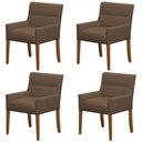 Ver imagem 4 de Kit 4 Cadeiras para Mesa de Jantar Angel Base Madeira Corano Marrom - Nexta Casa