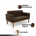Ver imagem 3 de Poltrona Namoradeira Decorativa Karen Pés Fixo em Madeira Castanho Suede Marrom 19 - Gran Belo