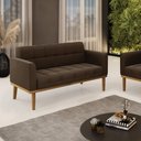 Ver imagem 1 de Poltrona Namoradeira Decorativa Karen Pés Fixo em Madeira Castanho Suede Marrom 19 - Gran Belo
