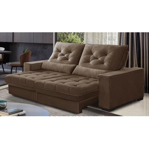 Sofá Retrátil e Reclinável 2,90m Suede Juliette Marrom Café