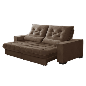 Sofá Retrátil e Reclinável 2,90m Pillow Top Suede Juliette Marrom Café