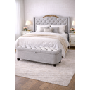 Ver imagem 1 de Kit de Quarto Lisboa Cabeceira de Cama Box e Calçadeira Baú Queen 160 Cm Suede Prata Eli Móveis e de