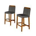 Ver imagem 1 de Kit 2 Banquetas Dubai Alta Bar Luxo Pés em Madeira Maciça Área Gourmet Balcão Sacada Hall Cor Cinza