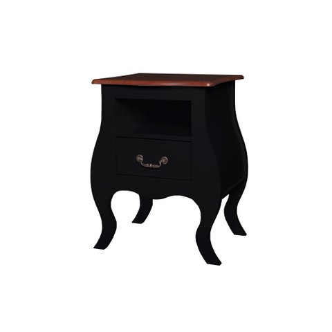 Mesa de Cabeceira Bombê 1 Gaveta e Nicho 1026n - Preto/imbuia Glazer
