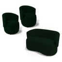 Ver imagem 1 de Kit 2 Poltronas e 1 Namoradeira Aisha Orgânica Veludo Verde Escuro - Desk Design