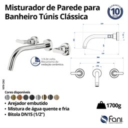 Torneira Misturador Ouro Velho Tunis Clássica 262 Fani - 2