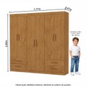 Ver imagem 5 de Guarda-Roupa 6 Portas 4 Gavetas Infantil Perola Marrom/Cinamomo