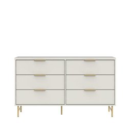 Cômoda 6 Gavetas Yves 135 cm Off White Fosco Dourado - 1