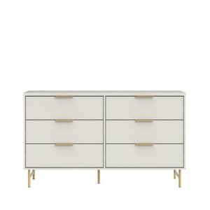 Cômoda 6 Gavetas Yves 135 cm Off White Fosco Dourado