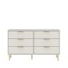 Cômoda 6 Gavetas Yves 135 cm Off White Fosco Dourado - 1